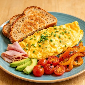 EGGS WITH SMOKED TURKEY